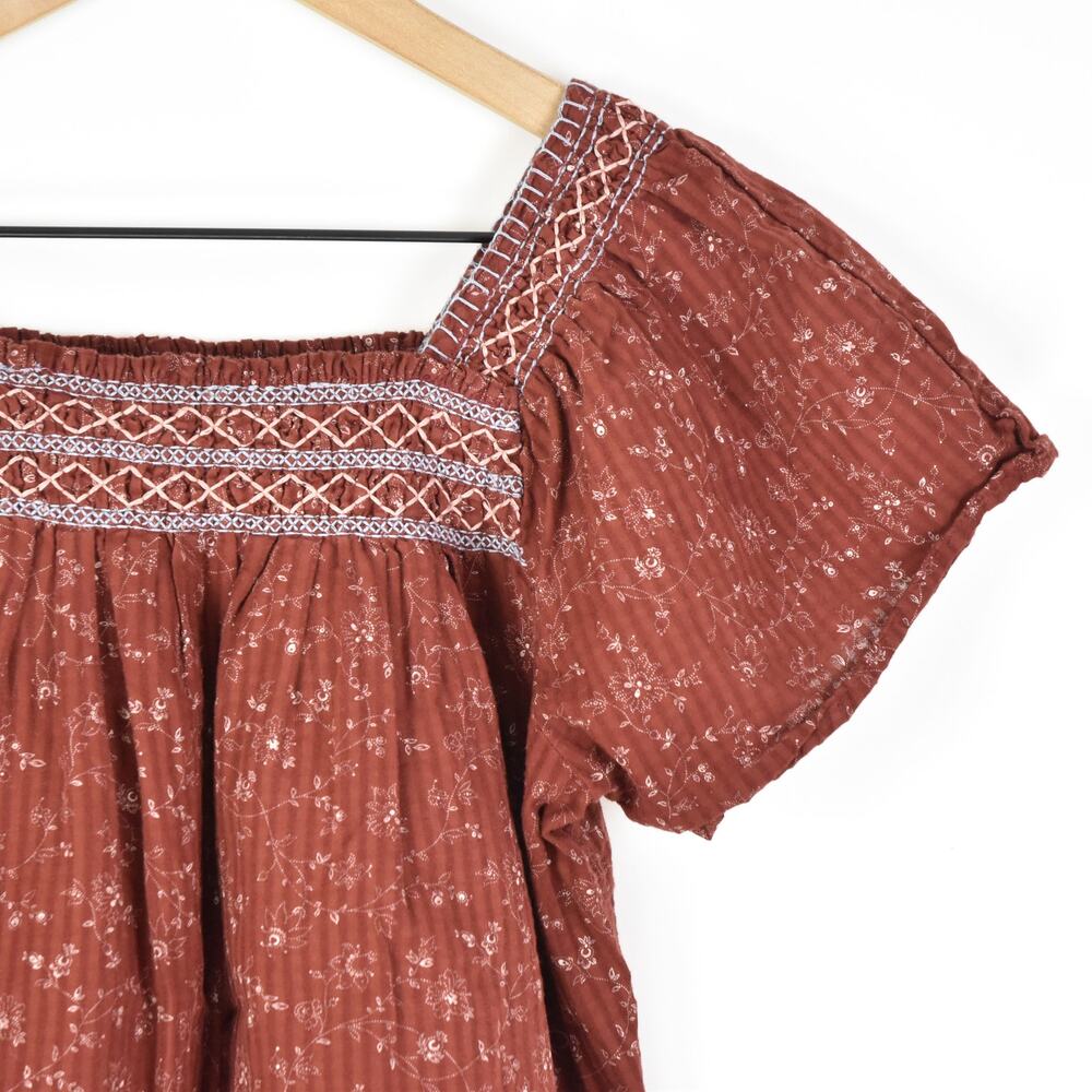 Madewell Square-Neck Smocked Top, XXS - Picture 3 of 8